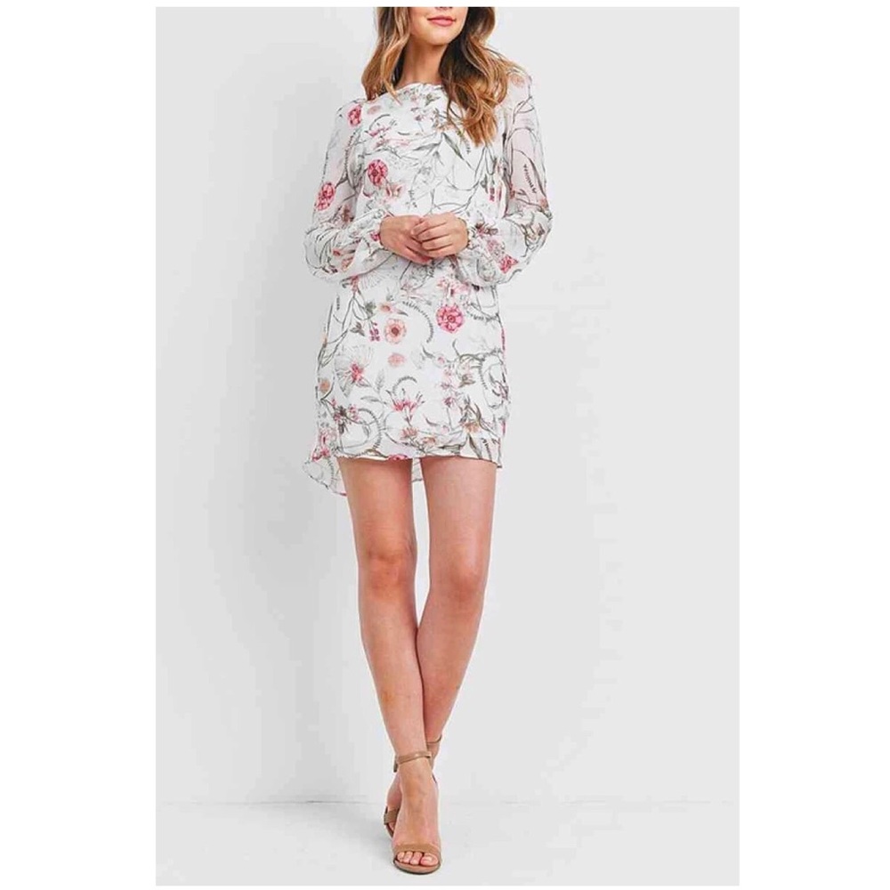 Floral Print Bubble Sleeve Dress